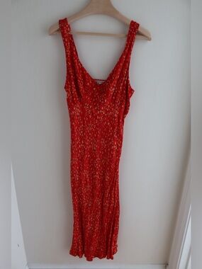 Reformation Red Floral Midi Slip Dress